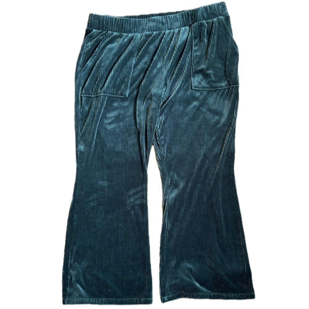 Time And Tru Forest Green Ribbed Velour Pants Size XXL 20 Pull On Goblin Core